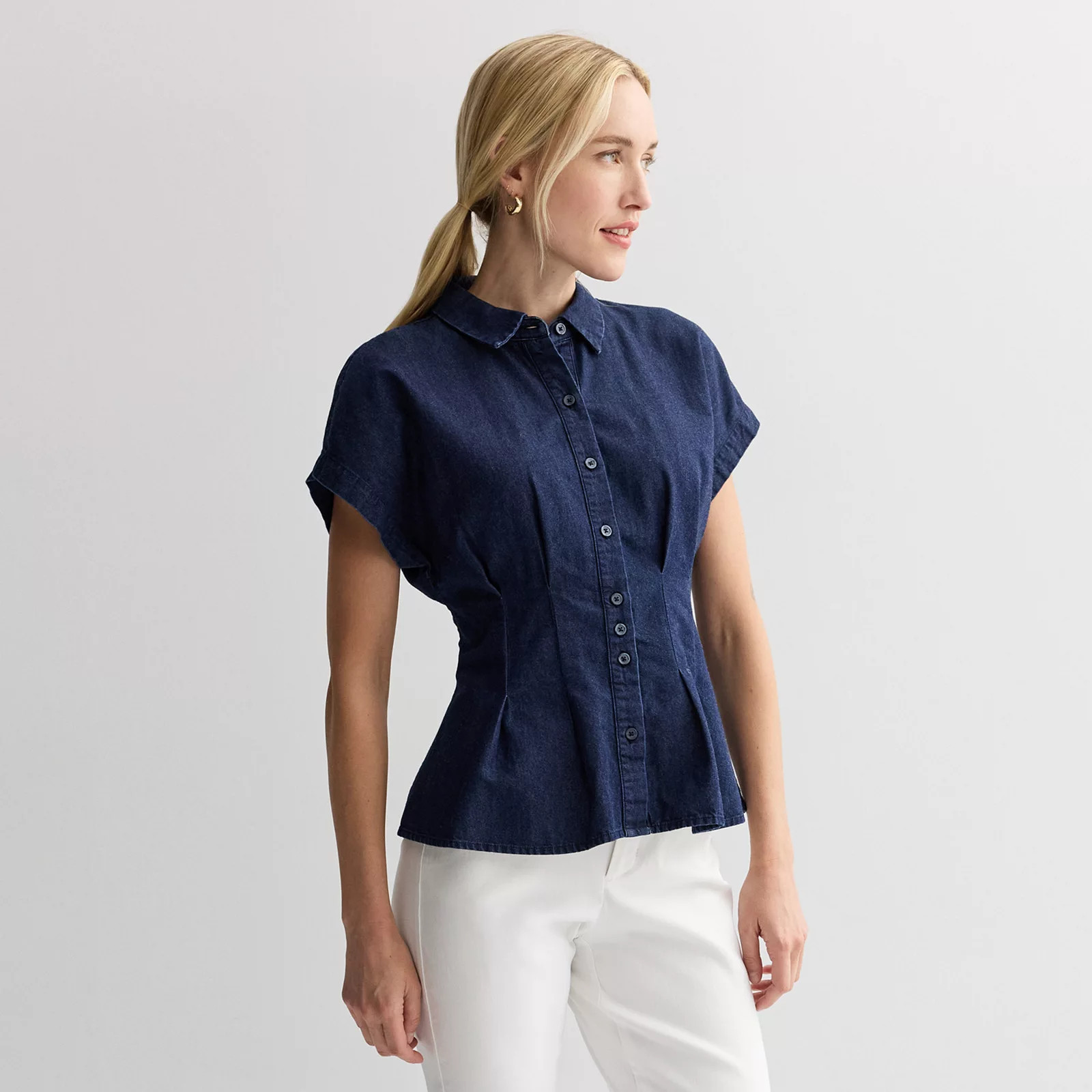 Women's Nine West Fit and Flare Button Up Shirt | Kohl's