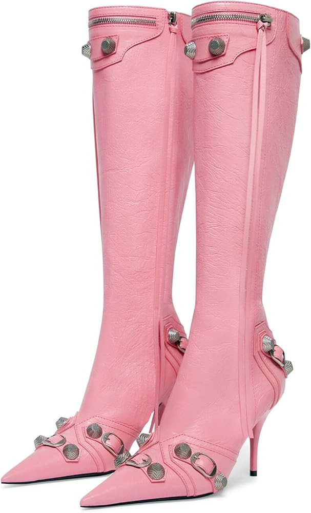 Dsevht Women's Stiletto Black Knee High Boots Sexy Pointed Toe Boot Fashion Trendy High Heel Boot... | Amazon (US)