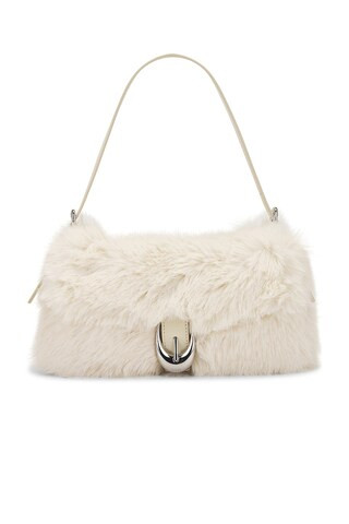 Staud Harlow Faux Fur Shoulder Bag in Cream | FWRD 