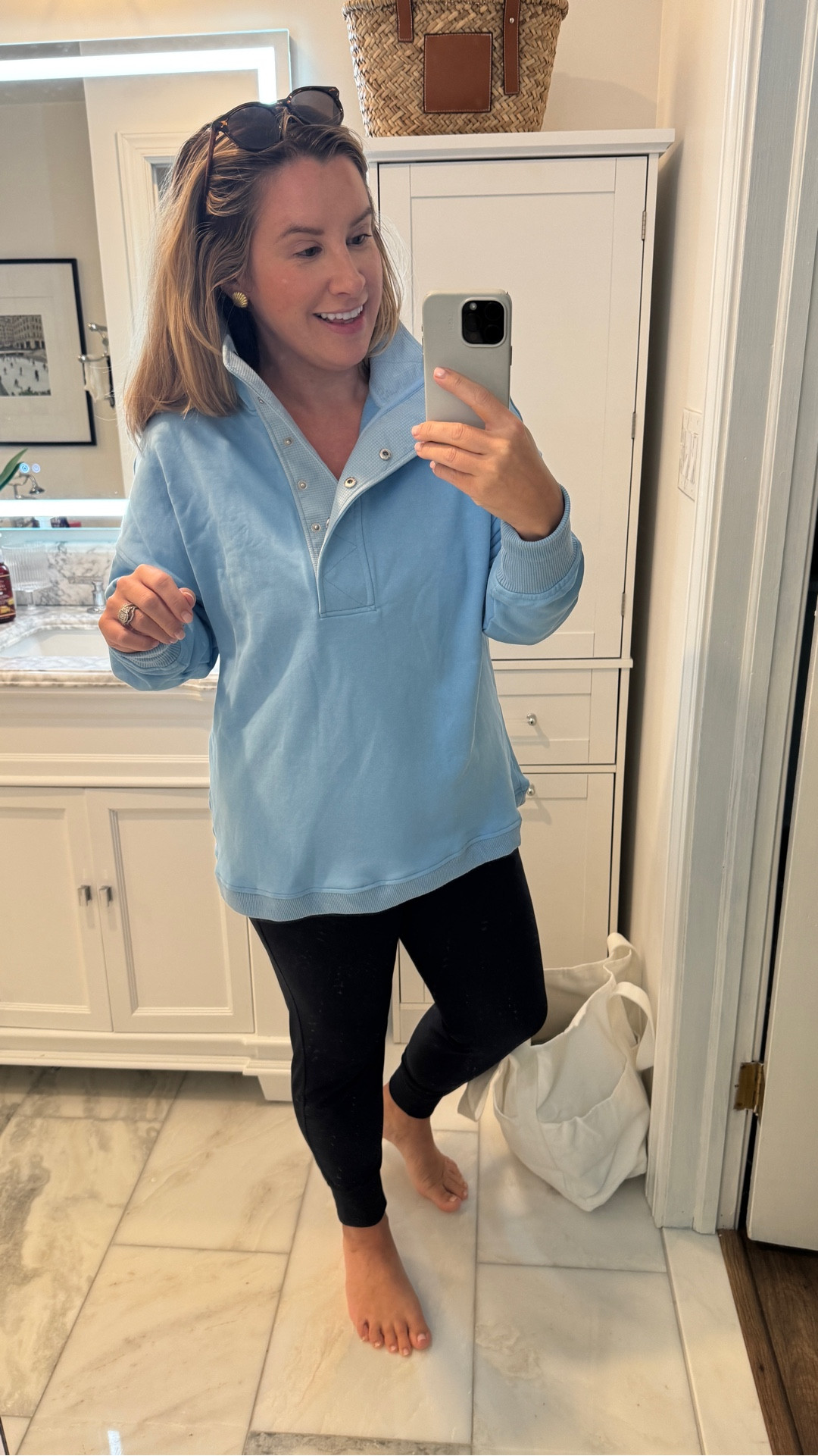 Love this cozy sweatshirt with the high collar! Runs true to size. If you’d like it a bit longer, I’d size up. Wearing a large here  

#LTKFindsUnder100 #LTKMidsize #LTKFindsUnder50