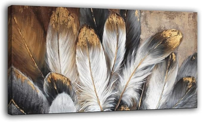Feather Canvas Wall Art Modern Living Room Bedroom Wall Decoration Large Giclee Print Canvas Pain... | Amazon (US)