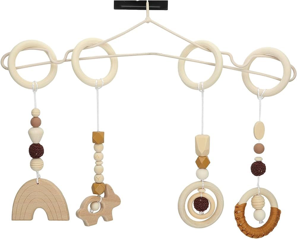 Wooden Hanging Toys, Beech, 4pcs Stroller Pendant Toys Baby Play Gym Wooden Hanging Toys for Todd... | Amazon (US)