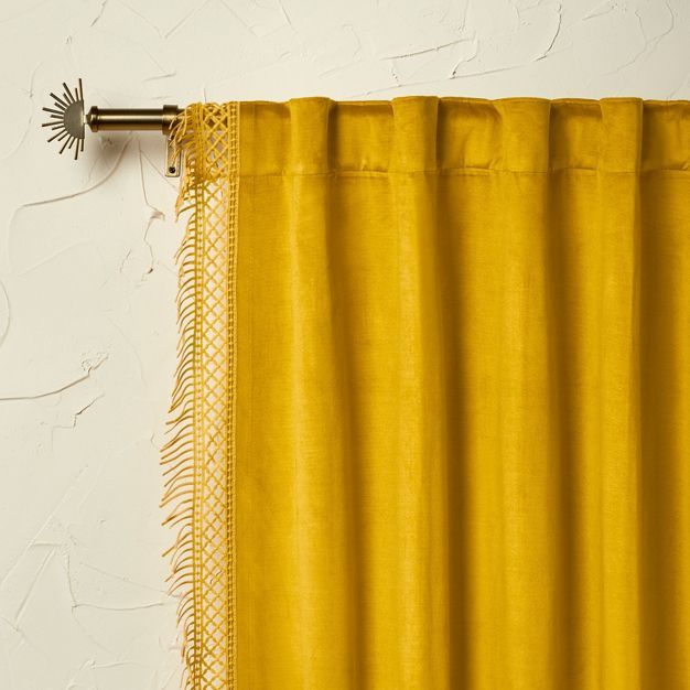 1pc Light Filtering Velvet Macrame Trim Window Curtain Panel - Opalhouse™ designed with Jungalo... | Target