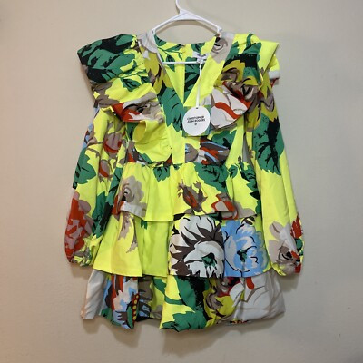 Christopher John Rogers Ruffle Mini Green Yellow Floral Dress (Size 0) NEW Tags  | eBay | eBay US