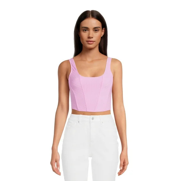 No Boundaries Juniors Ribbed Square Neck Bustier | Walmart (US)