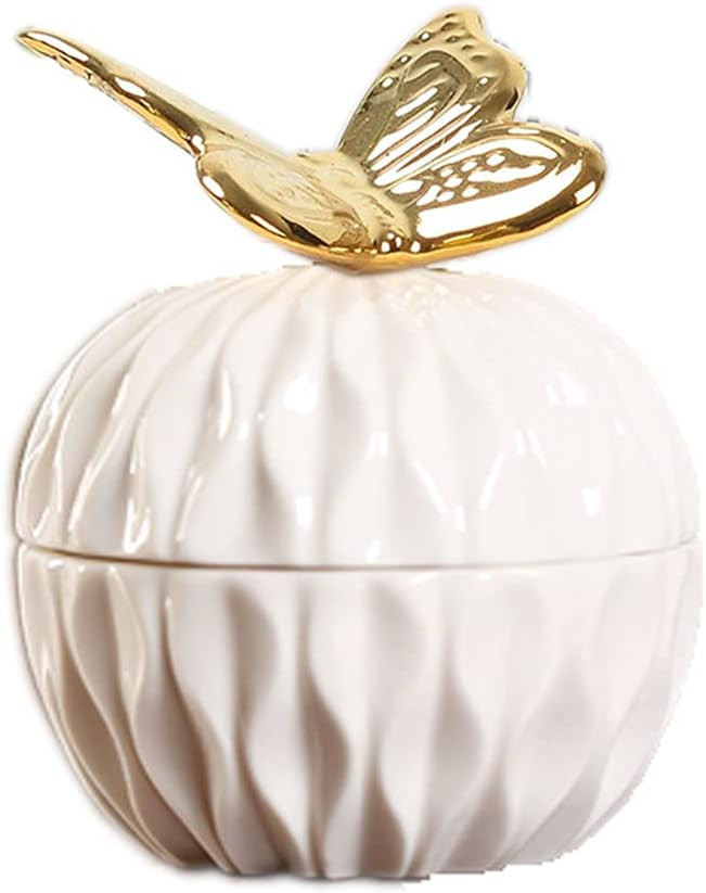 Golden Cute Animal butterfly Ceramic Jewelry Box Ring Storage Jar Animal Candy Box for Keeping Ho... | Amazon (US)