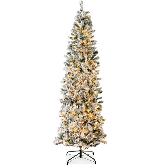 Best Choice Products 6ft Pre-Lit Artificial Snow Flocked Pencil Christmas Tree Holiday Decoration... | Walmart (US)