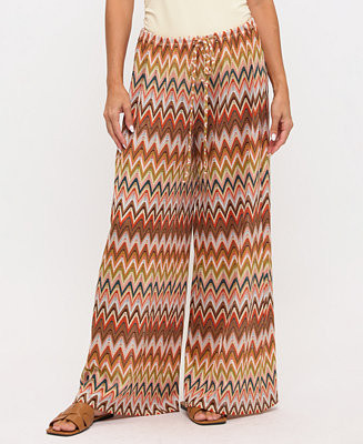Dotti Women's Knit Sonic Wave Printed Wide-Leg Swim Pants - Macy's | Macy's
