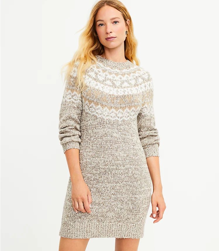 Fair Isle Mock Neck Sweater Dress | LOFT