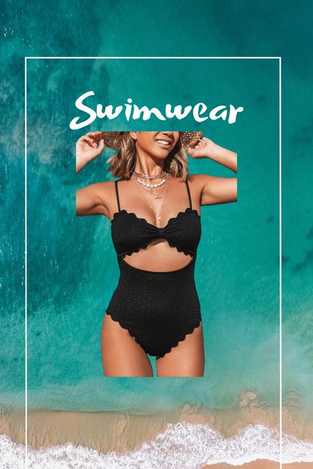 Summer outfit 
Vacation outfit 
Beach vacation 
Swimwear 
One piece swimsuit 
Scallop swimsuit 
Cutout swimsuit 
Black swimsuit 

#LTKSeasonal #LTKfindsunder50 #LTKswim