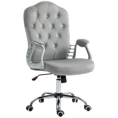 Home Office Chair, Velvet Computer Chair, Button Tufted Desk Chair With Swivel Wheels, Adjustable Height, And Tilt Function, | Wayfair North America
