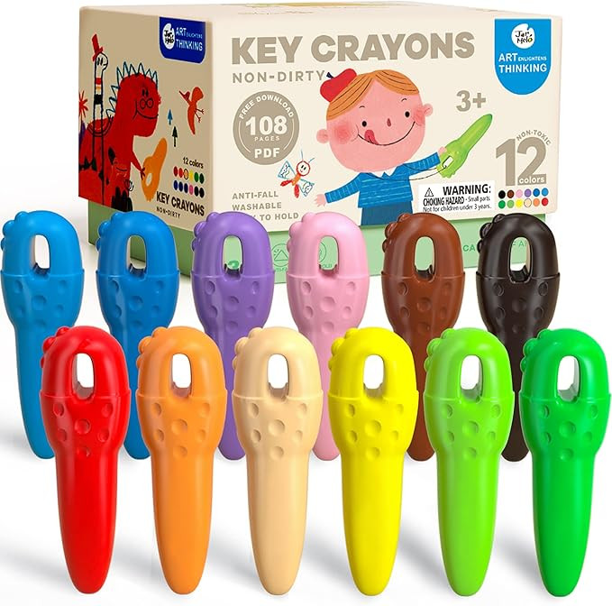 Mess Free Crayons for Toddlers, 12 Colors Baby's First Washable Jumbo Crayons with 108 FREE Color... | Amazon (US)