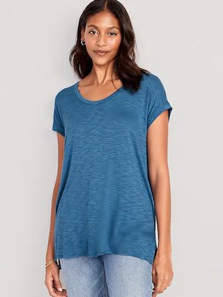Luxe Voop-Neck Slub-Knit Tunic T-Shirt for Women | Old Navy (US)