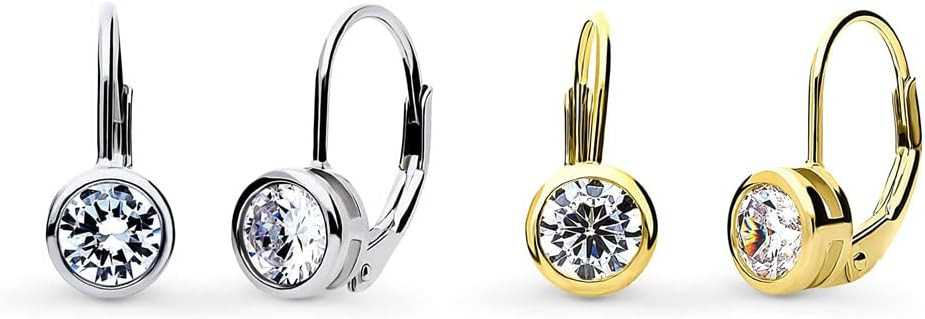 BERRICLE Sterling Silver CZ Solitaire Cubic Zirconia Leverback Drop Dangle Earrings for Women, As... | Amazon (US)
