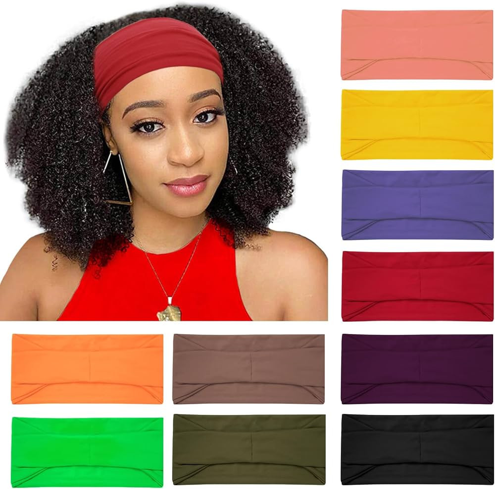 10 Pack Wide Headbands for Women Girls, Workout Yoga Running Boho Hair Bands for Women's Hair, No... | Amazon (US)