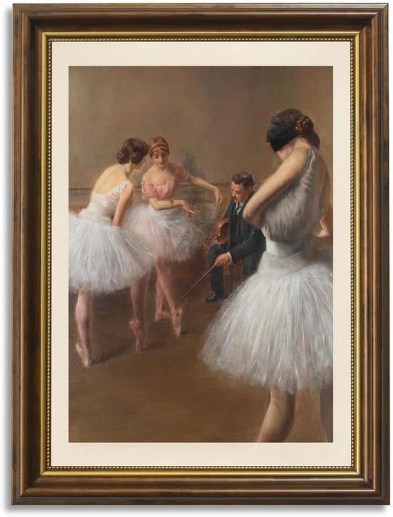 Zzuyi Vintage Brown Gold Framed Wall Art,Ballerina Retro Paintings,12x16 inch Canvas Prints with ... | Amazon (US)