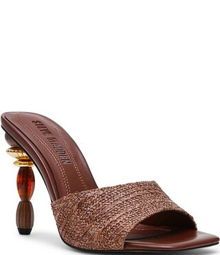Sia Raffia Sculptural Beaded Ornament Heel Dress Slide Sandals | Dillard's