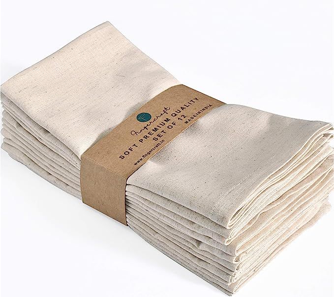 FINGERCRAFT Dinner Cloth Napkins, Cotton Linen Blend 12 Pack Natural Easter Special Premium Quali... | Amazon (US)