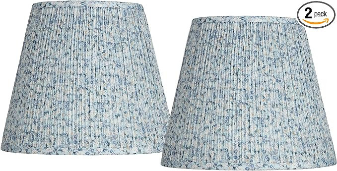 Set of 2 Hardback Pleat Empire Print Lamp Shades Blue Floral Medium 8" Top x 13" Bottom x 10.75" ... | Amazon (US)