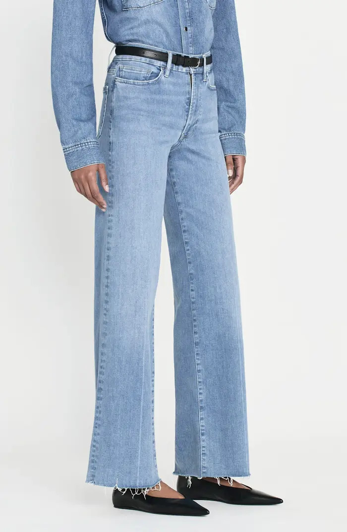 FRAME Le Slim Raw Fray Hem Palazzo Jeans | Nordstrom | Nordstrom