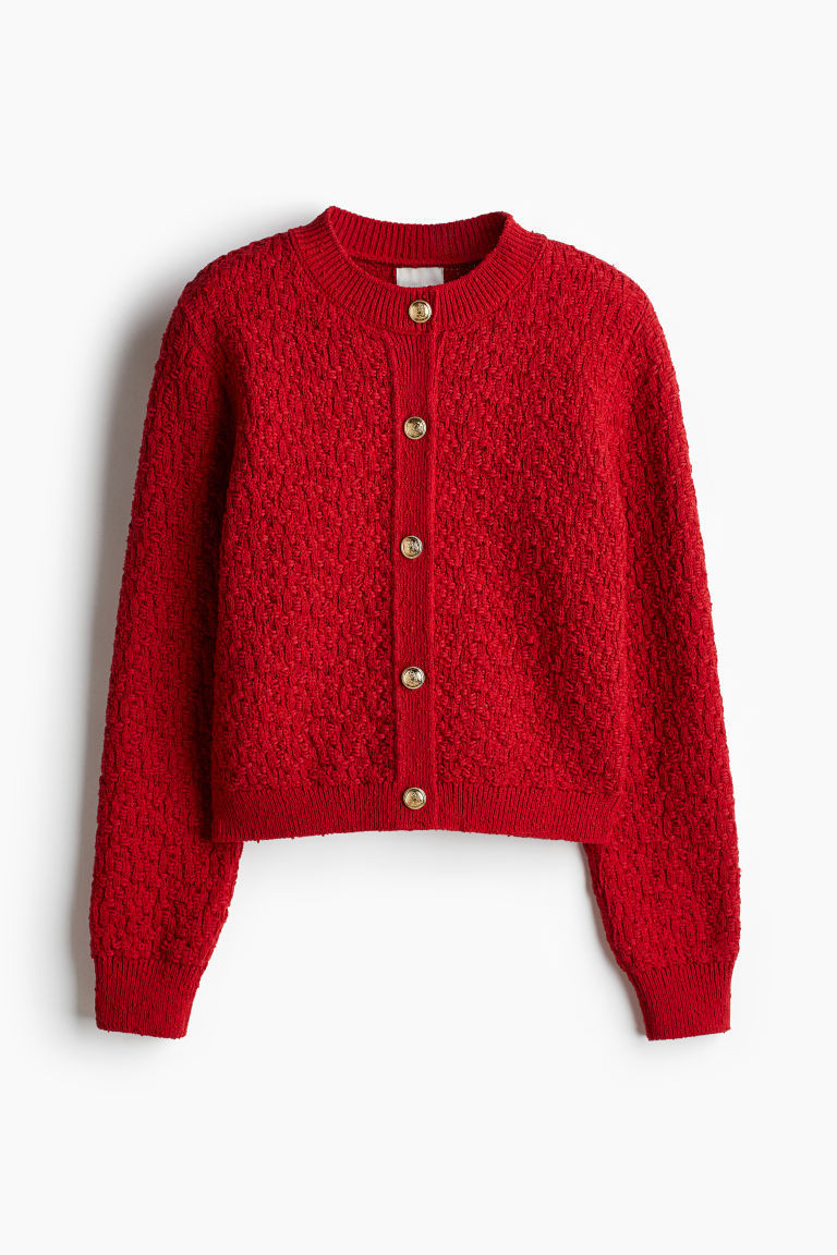 H & M - Textured-Knit Cardigan - Red | H&M (US + CA)