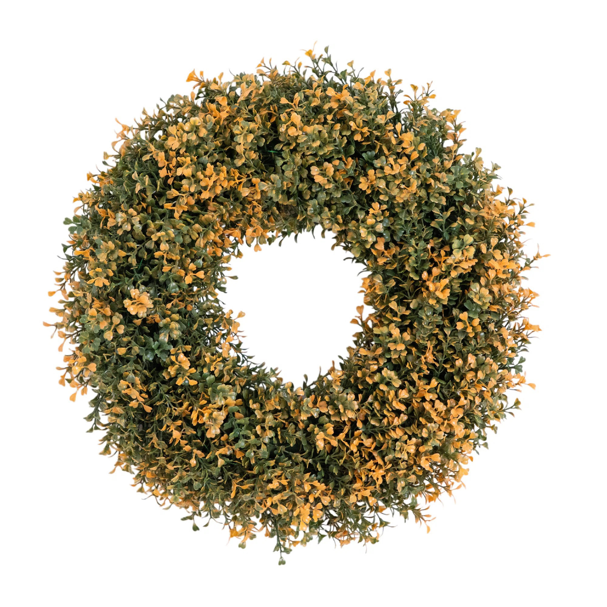 18In. Pre-Lit Autumn Boxwood Artificial Fall Wreath With 25 Warm White LED Lights | Joss & Main
