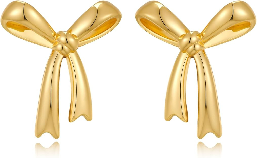 Gold Silver Bow Drop Earrings for Women Long Tassel Chain Bow Earrings Ribbon Bowknot Dangle Earr... | Amazon (US)
