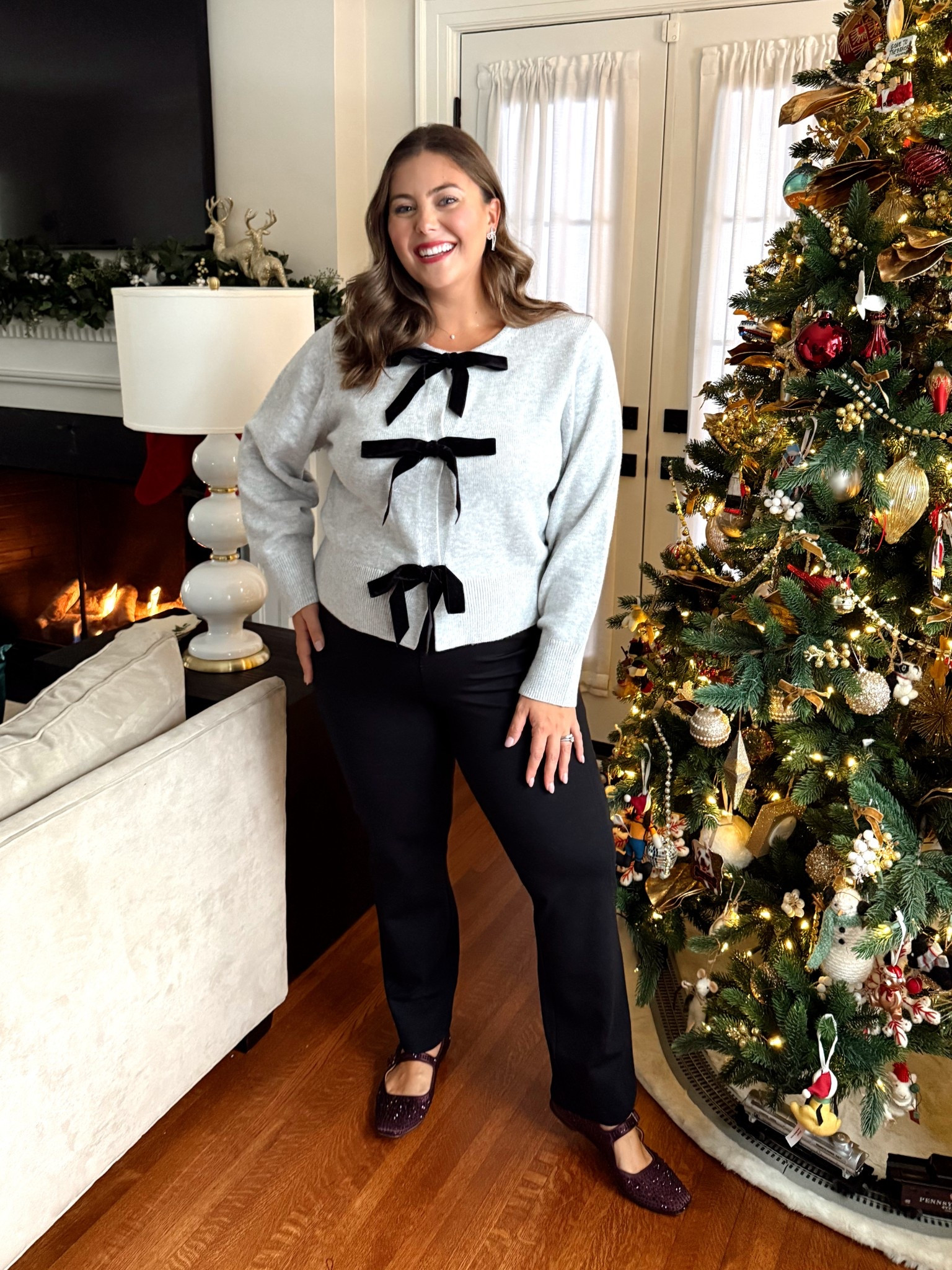 Wearing size XXL in sweater, 2X in pants (sized up for bump). Use CARALYN15 at Spanx. 

#LTKSeasonal #LTKMidsize #LTKHoliday