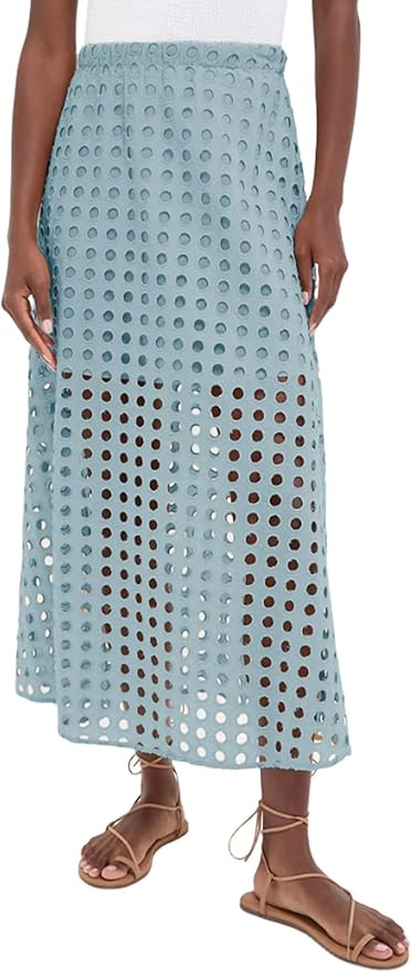 Ailoqing 2025 Summer Casual Long Skirt for Women Cotton Eyelet Beach Maxi Skirt with Underneath | Amazon (US)
