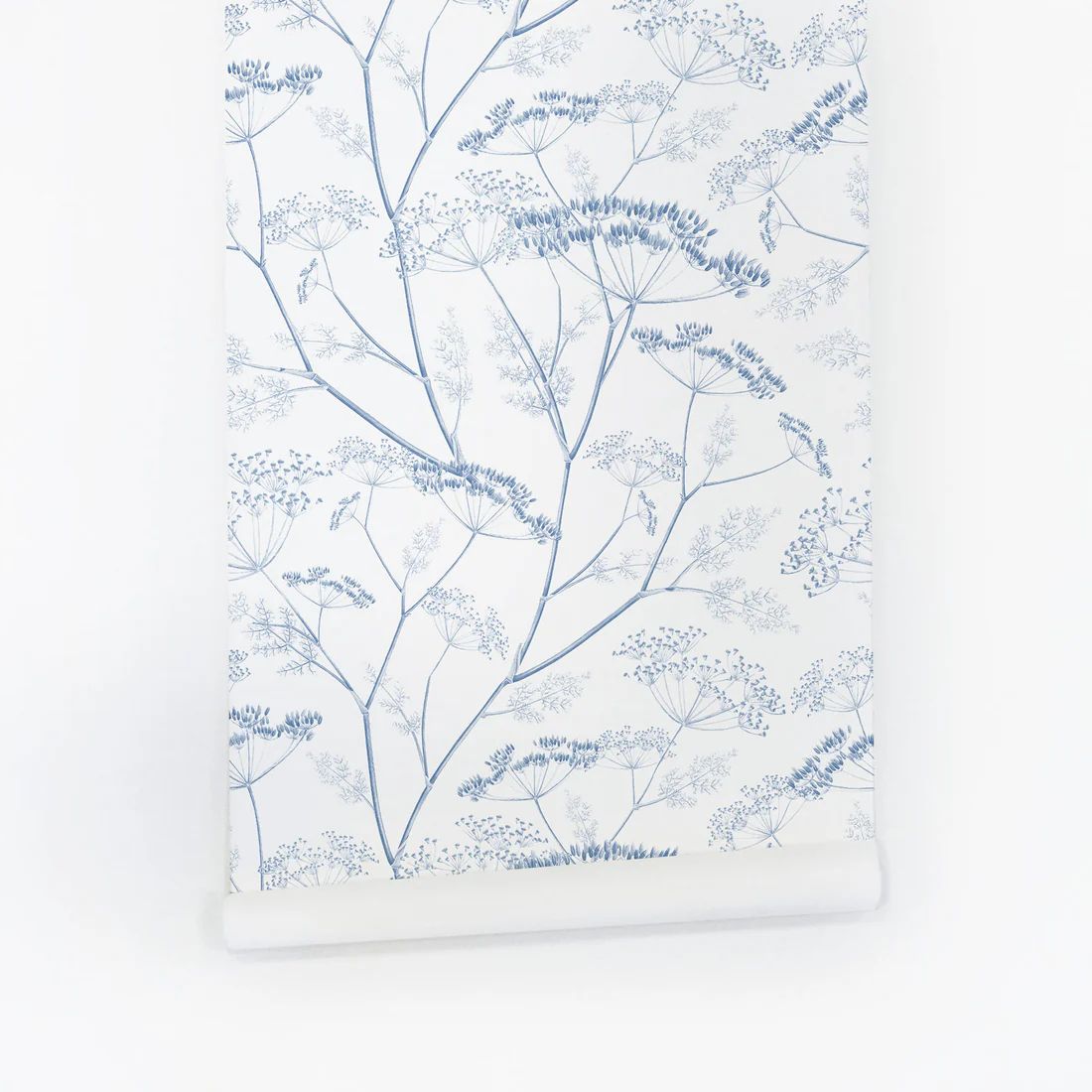 Denim Blue botanical wildflower removable wallpaper | Livettes Wallpaper