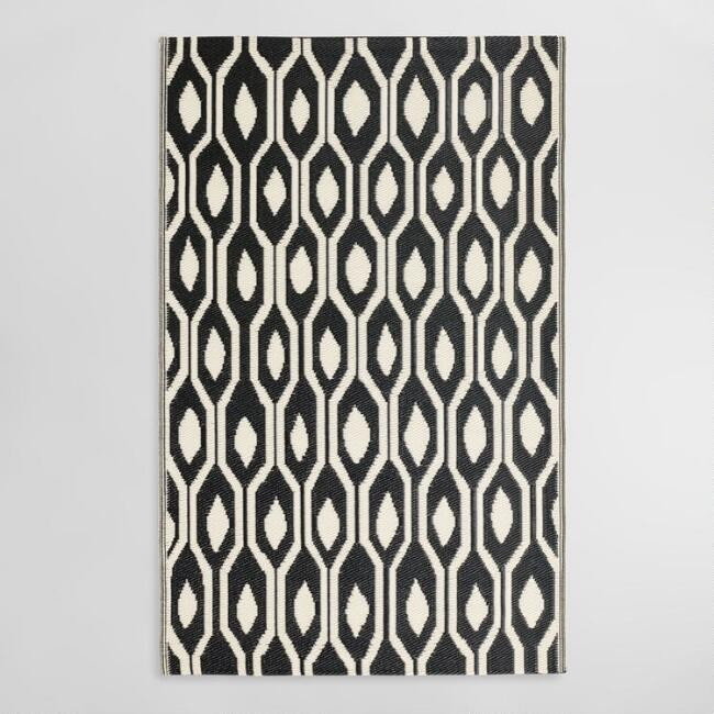 Black and Cream Reversible Indoor Outdoor Rio Floor Mat | World Market