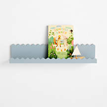 Sunny Zig Zag Mist Blue Book Ledge Shelf | Crate & Kids | Crate & Barrel