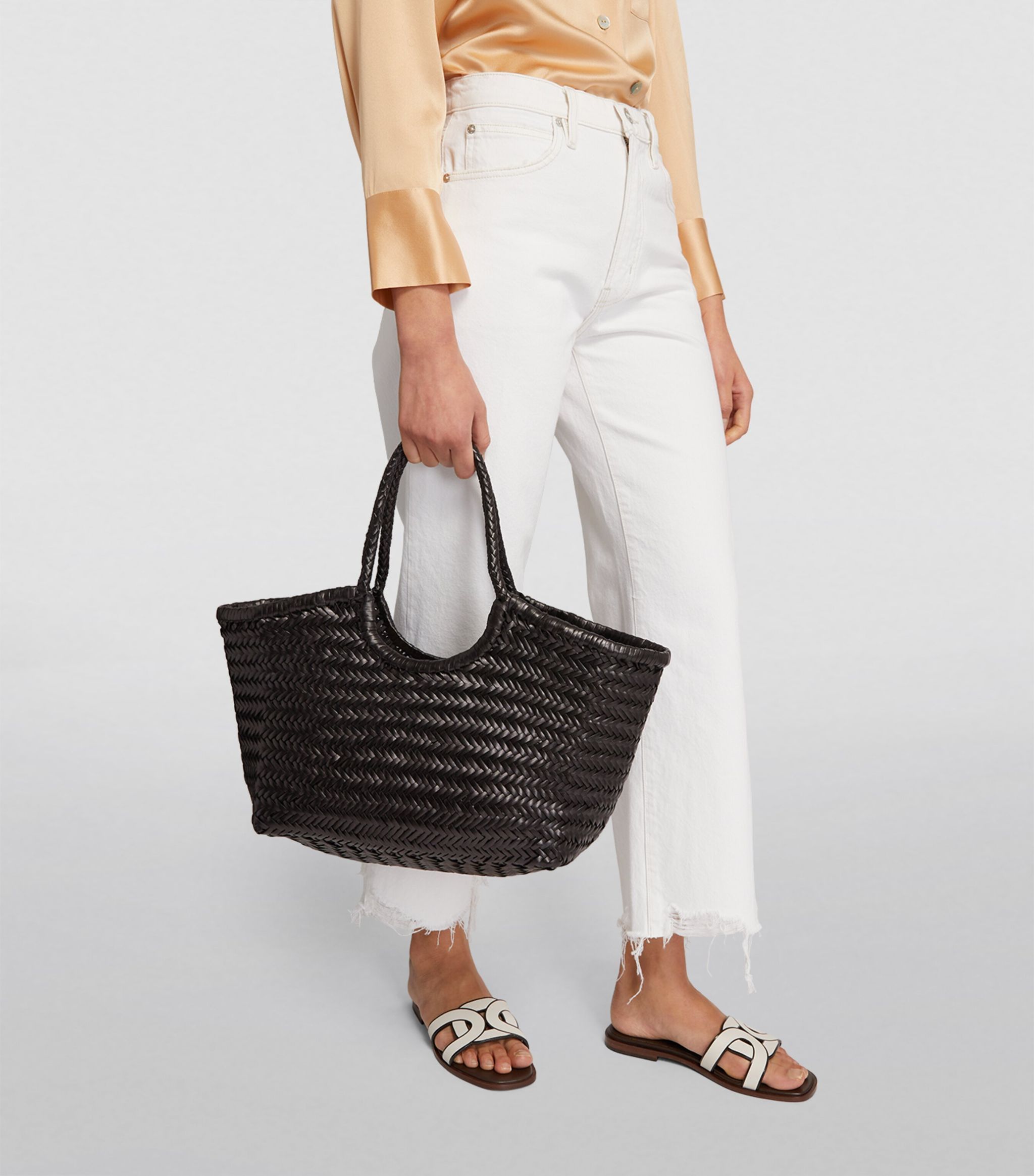 Large Leather Woven Nantucket Tote Bag | Harrods