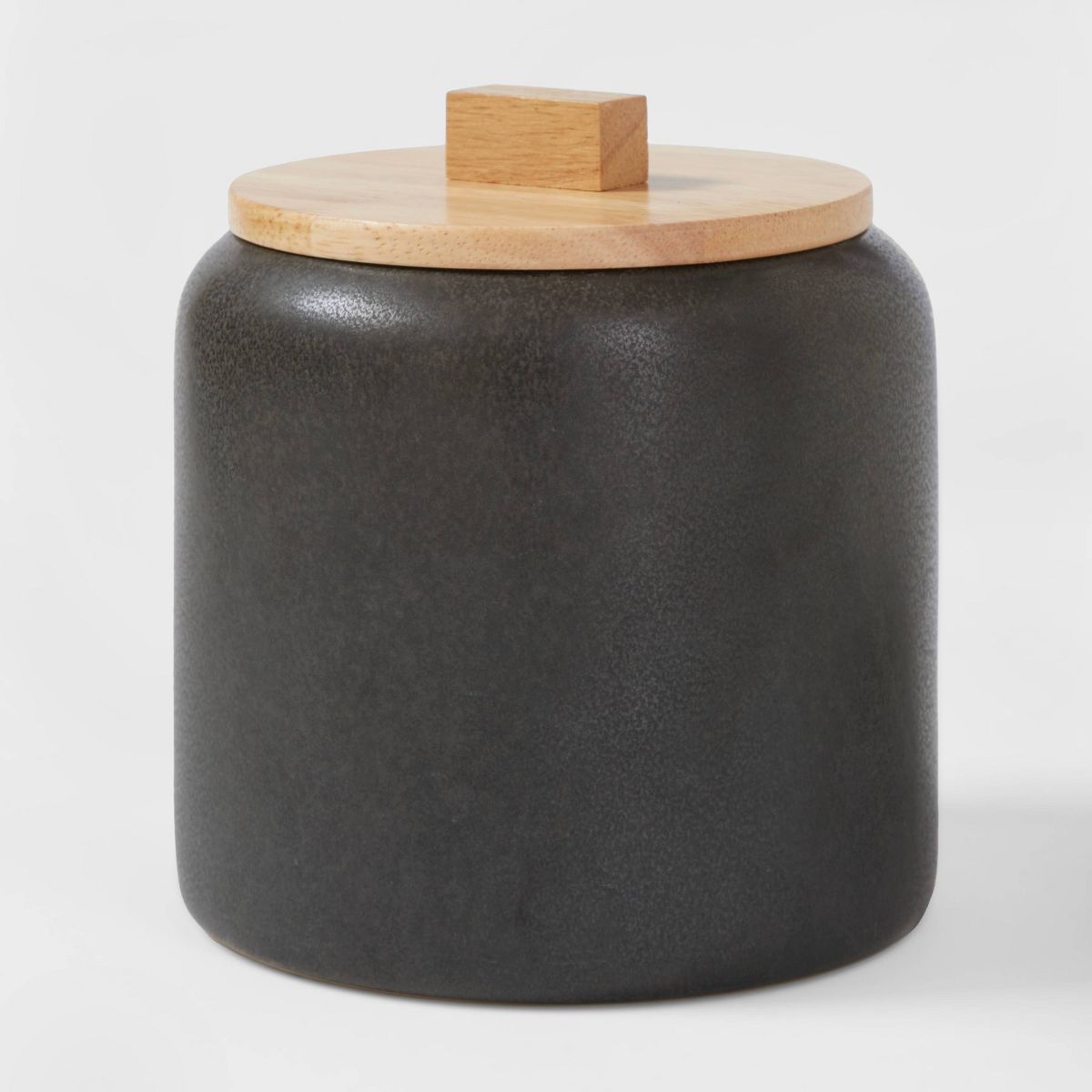 Medium Stoneware Tilley Food Storage Canister with Wood Lid Black - Threshold™ | Target