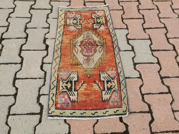Oushak small rug  Vintage faded small rug  Turkish small rug | Etsy | Etsy (US)