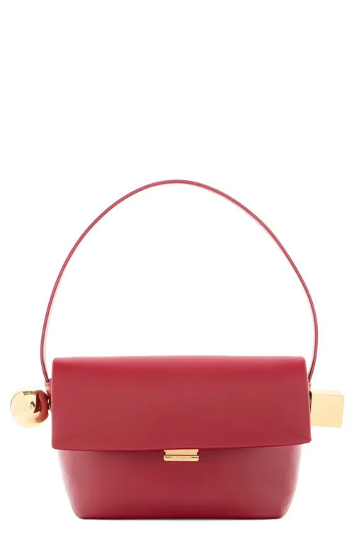 Jacquemus Le Rond Carré Leather Shoulder Bag in Dark Red 480 at Nordstrom | Nordstrom