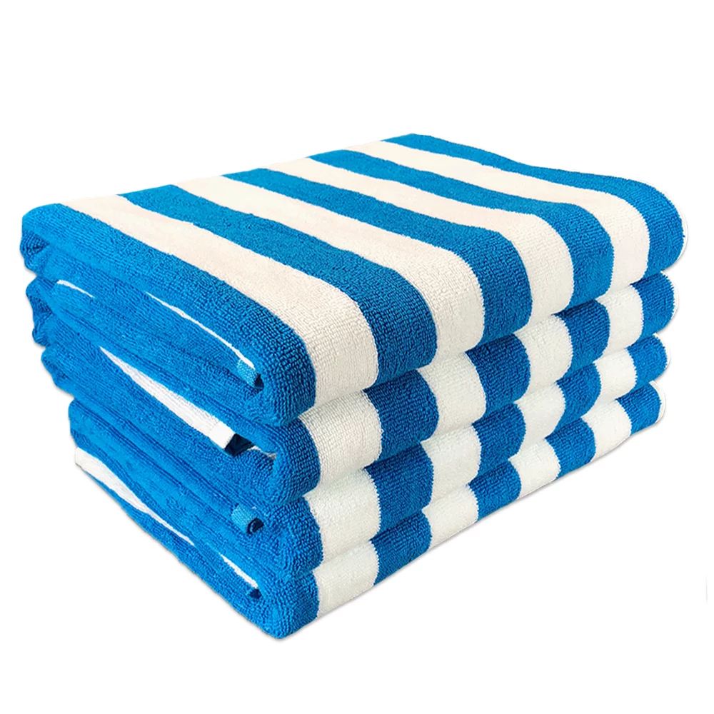 Arkwright Cabana Beach Towel Pack of 4 - Extra Large Size - 30" x 70" - Blue Stripes - Ring-Spun ... | Walmart (US)