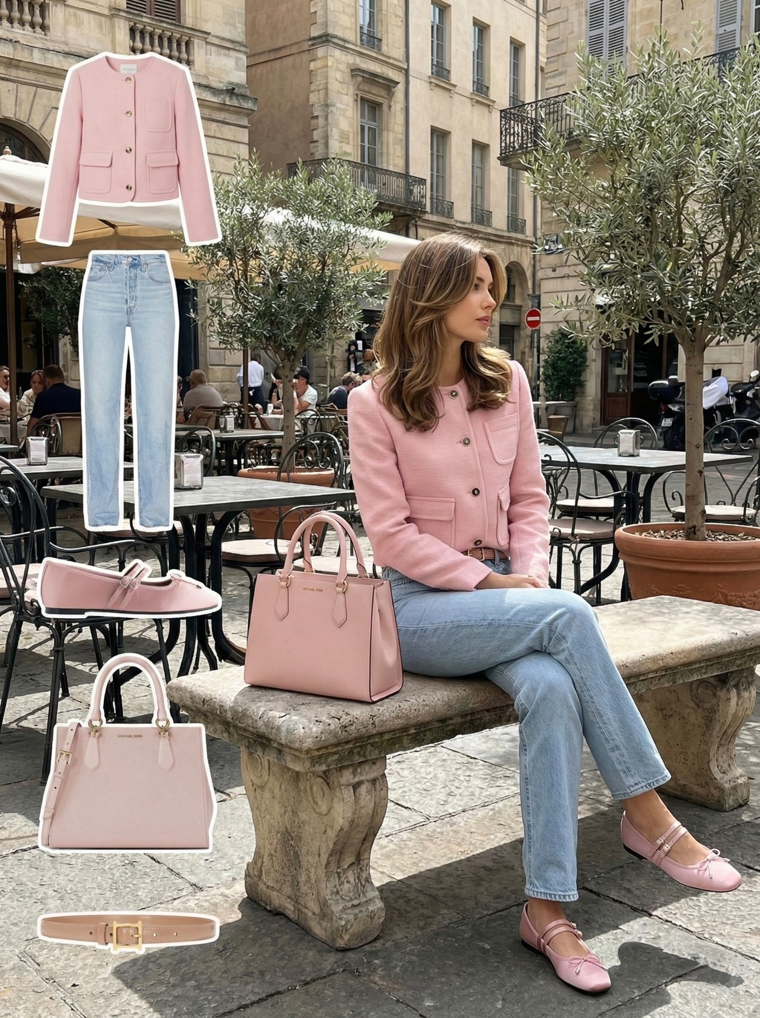 ✨ Soft Pink & Parisian Denim ✨

A feminine, café ready look built around delicate blush tones and classic light wash denim. The tailored pink jacket adds structure and polish while keeping the palette soft and romantic.

Straight leg jeans bring a relaxed, everyday balance that keeps the outfit wearable and modern. Matching blush flats and a structured top handle bag create a cohesive, tonal finish, while the slim neutral belt subtly defines the waist. Effortless, polished, and perfect for city days.

🌸 Style Notes:
• Tailored blush jacket for a chic, structured layer
• Light wash straight leg jeans for casual balance
• Pink ballet flats for a feminine, refined touch
• Matching structured handbag for tonal cohesion
• Slim neutral belt to softly define the waist
• Soft pink palette for an elegant everyday look

#LTKgrwm #LTKootd #LTKSeasonal