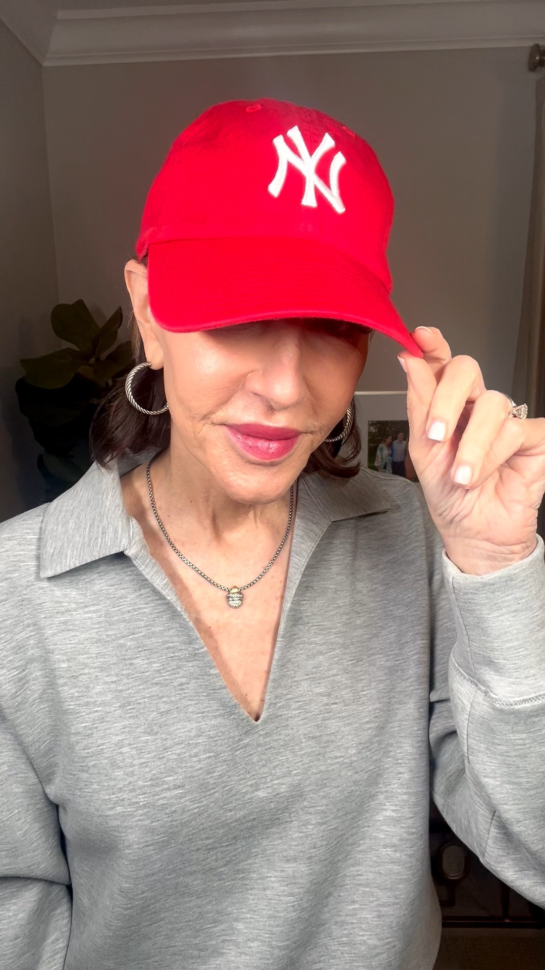 red NY baseball cap 

#LTKOver40 #LTKootd #LTKSeasonal