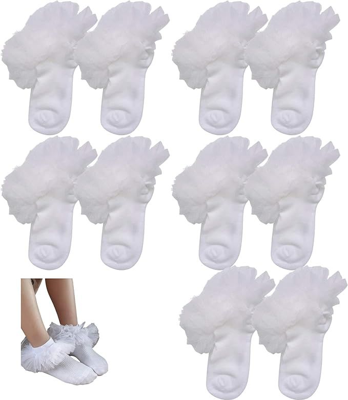 5 Pairs Girl Lace Tutu Socks.Baby toddler Girls Eyelet Turn Cuff Ruffle Lace Socks Triple Lace Dr... | Amazon (US)