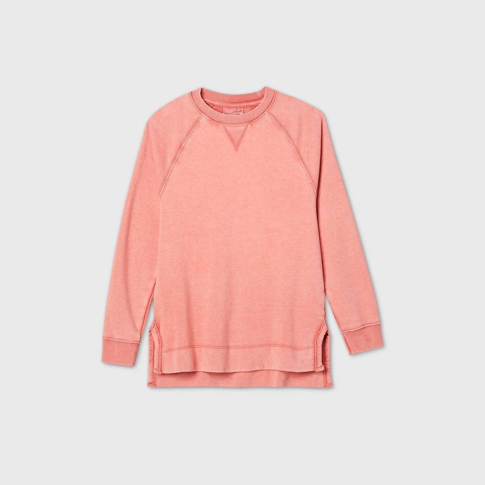 Women's Crewneck Fleece Tunic Sweatshirt - Universal Thread Coral XS, Pink | Target