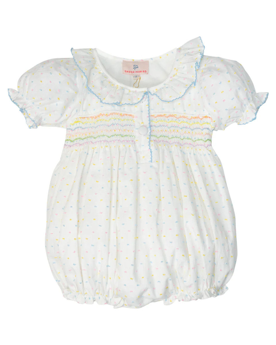 Pastel Smocked Swiss Dot Bubble | Smockingbird Kids