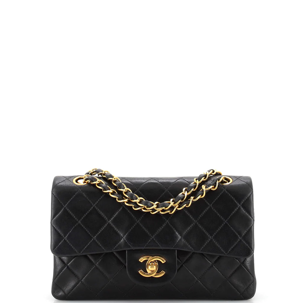 Chanel Vintage Classic Double Flap Bag Quilted Lambskin Small Black 26841729 | Rebag