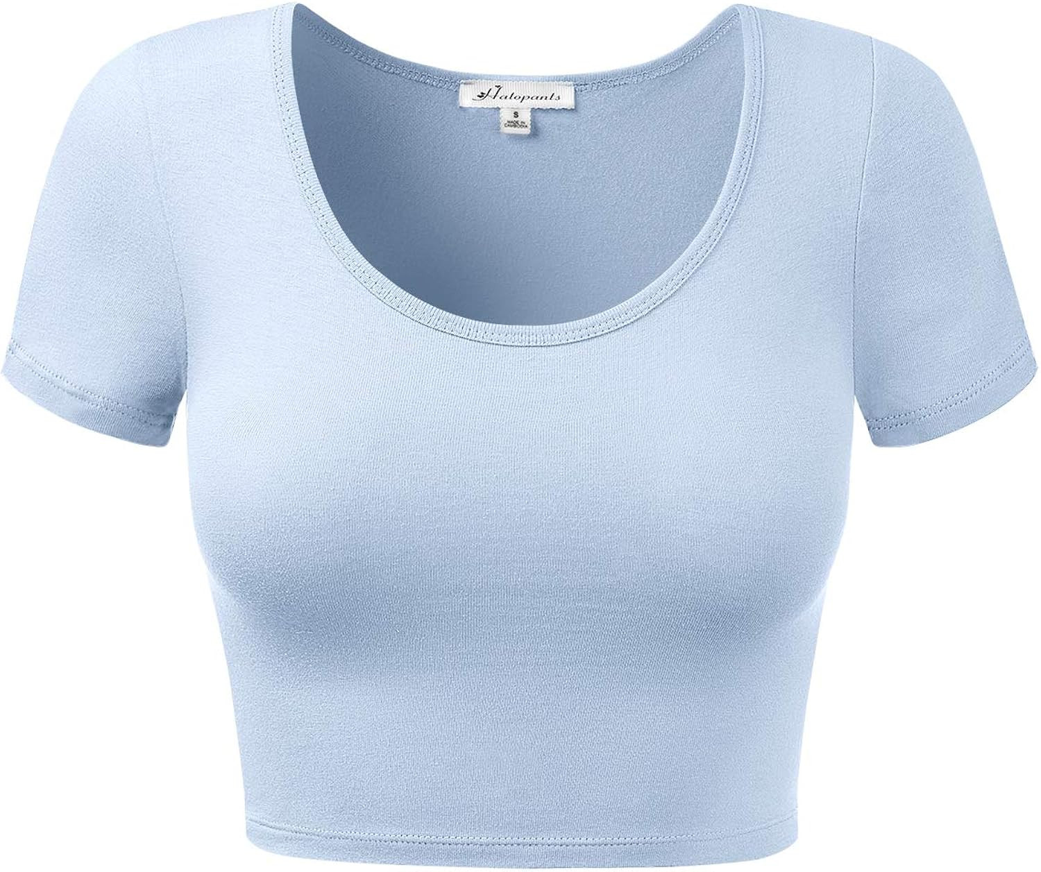 Women's Cotton Basic Scoop Neck Crop Top Short Sleeve Tops | Amazon (US)
