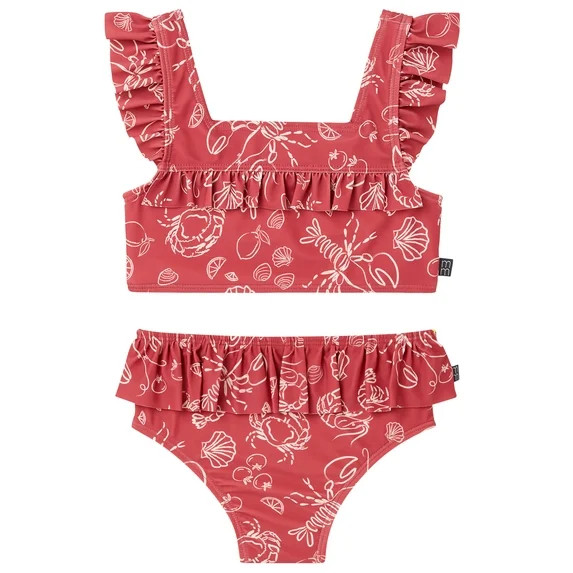 Modern Moments by Gerber Baby and Toddler Girl Two- Piece Swimsuit with Ruffles, Sizes 0/3M-5T | Walmart (US)