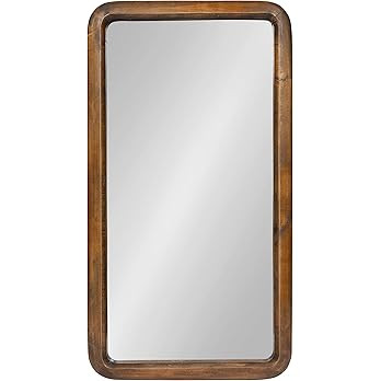 Kate and Laurel Pao Modern Rounded Rectangular Wall Mirror, 17 x 32, Walnut, Decorative Mid-Centu... | Amazon (US)