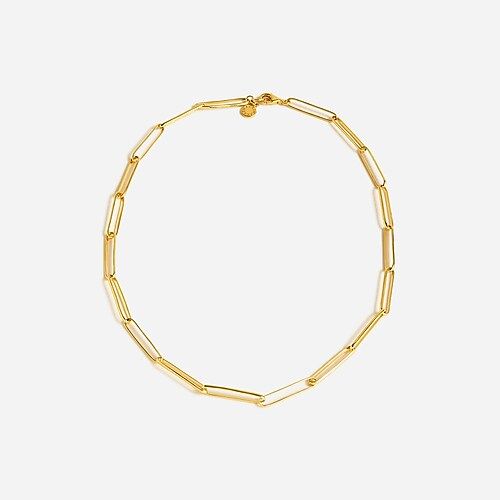 Demi-fine 14k gold-plated short paper clip necklace | J.Crew US