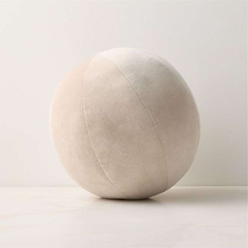 Terre Light Taupe Velvet Sphere Throw Pillow 12" + Reviews | CB2 | CB2