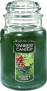 Yankee Candle Balsam & Cedar Scented, Classic 22oz Large Jar Single Wick Candle, Over 110 Hours o... | Amazon (US)