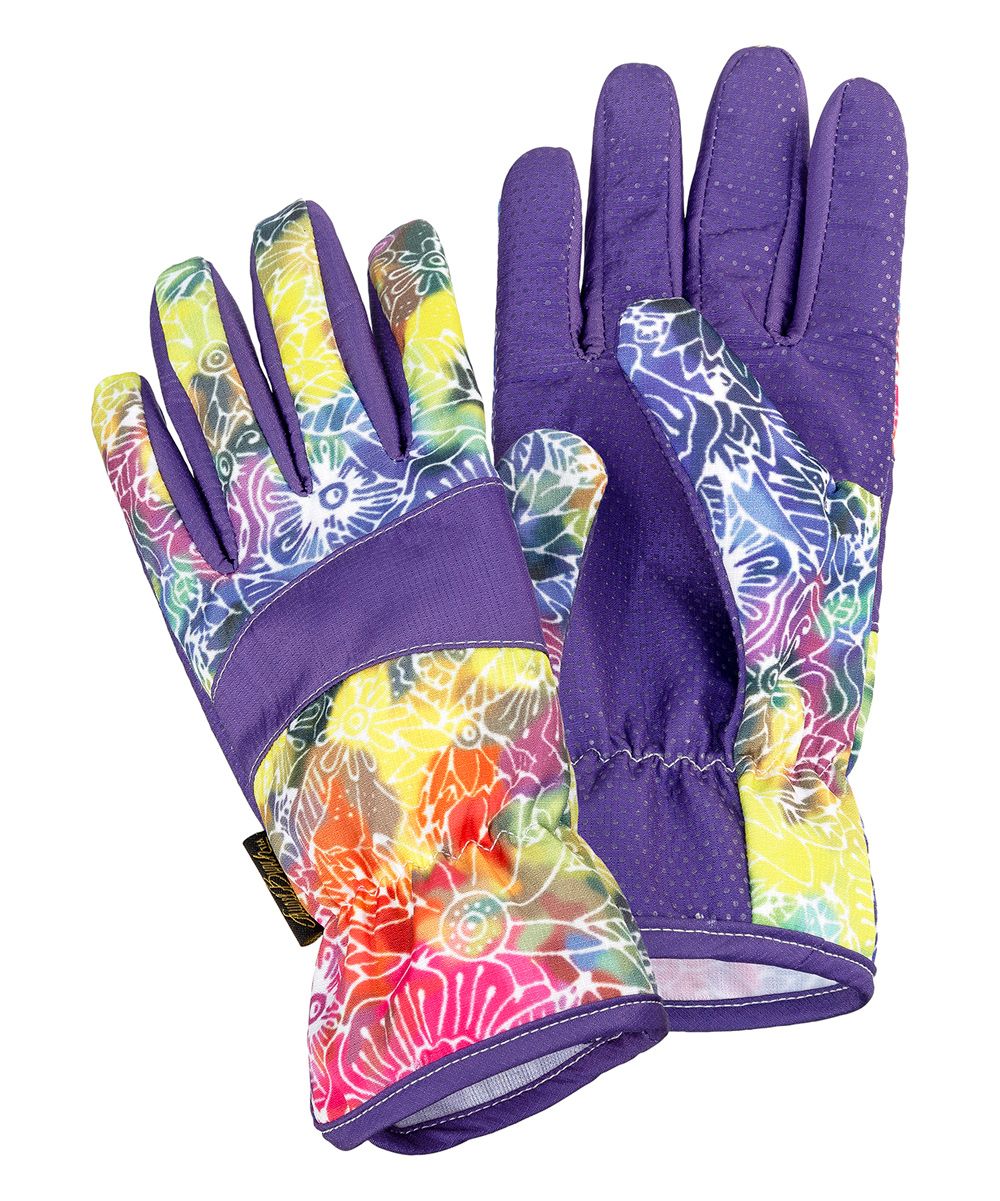 Laurel Burch Women's Gardening Gloves MULTI - Purple Tie-Dye Floral Garden Gloves | Zulily